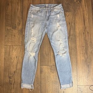 7 For All Mankind Light Blue Distressed Jeans